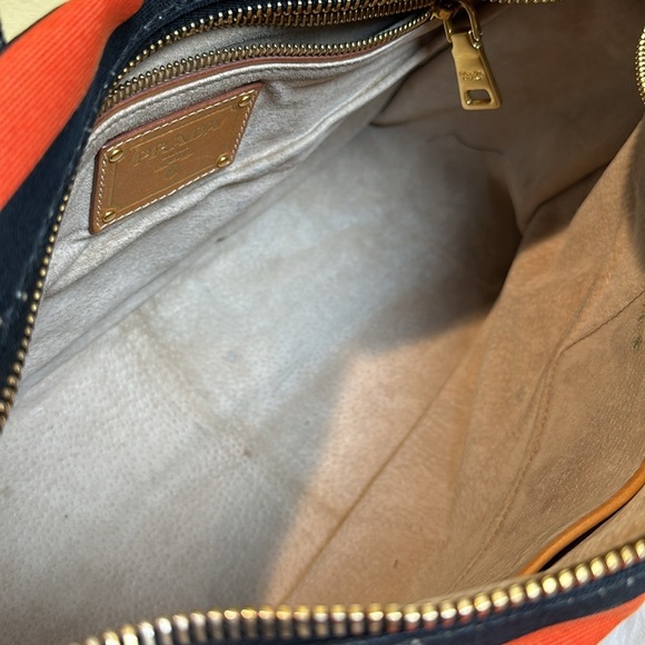 💯Authentic PRADA Canapa Striped Tote Arancio🍀 - Picture 10 of 15